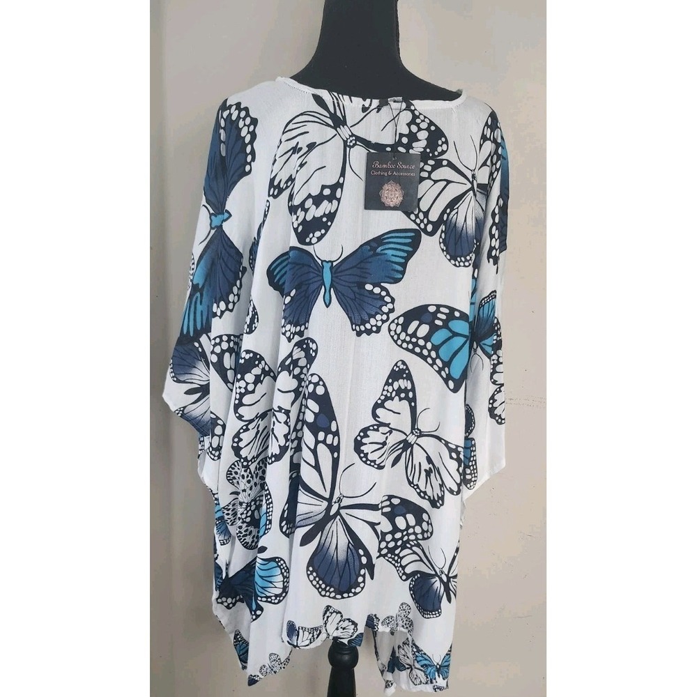 NWT Bamboo Source Butterfly Summer Beach Swim Cover Up One Size Kimono Poncho - Picture 4 of 4